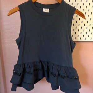 Cinq a Sept Sleeveless Ruffle Top - Dark Blue